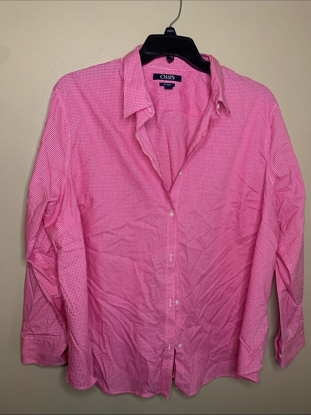 Chaps Pink Gingham Long-Sleeve Dress Shirt